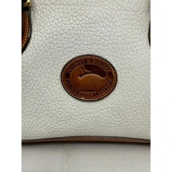 Vintage Dooney & Bourke White Brown Pebbled Satchel '80's '90s Classic USA